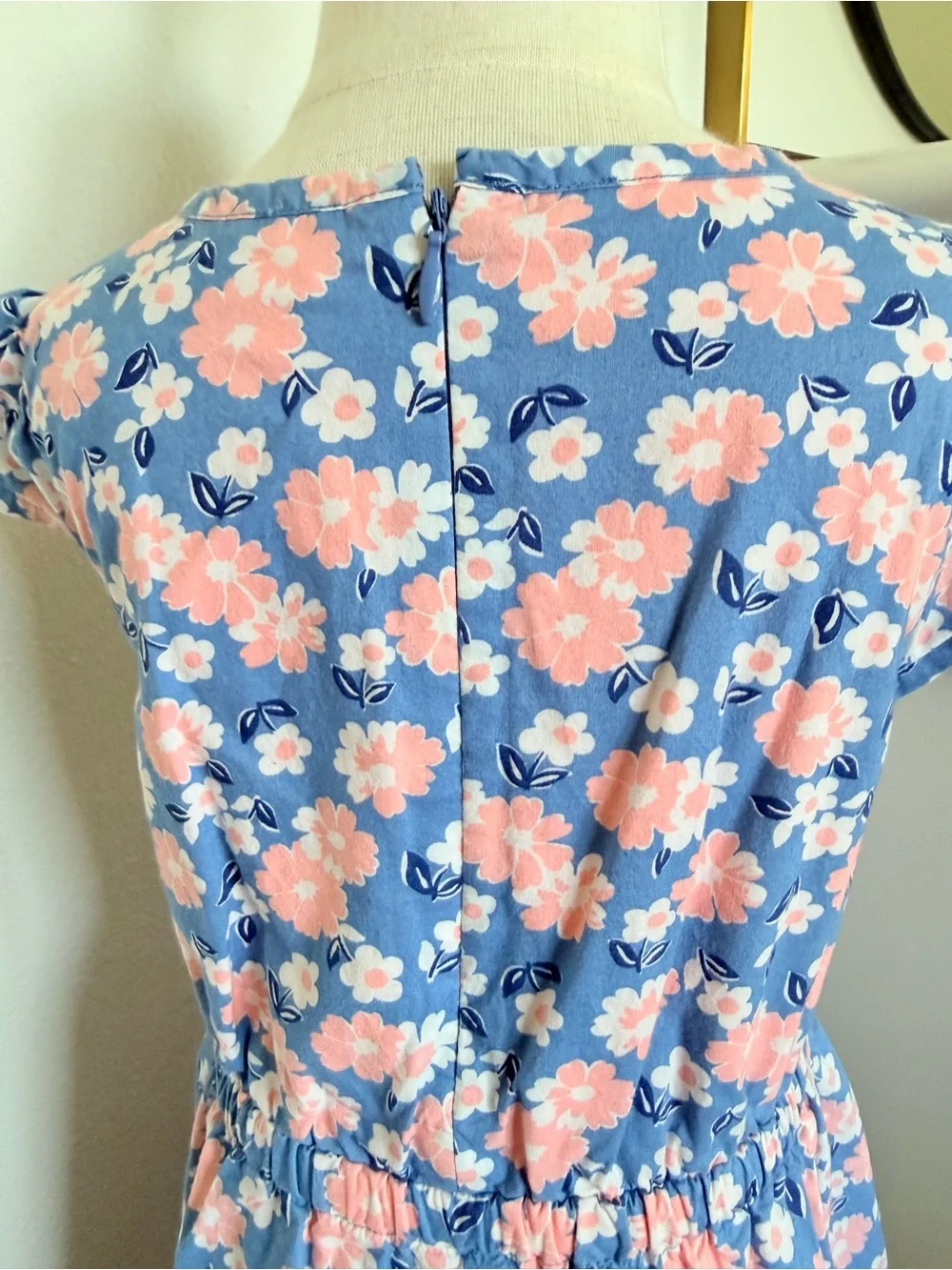 Mini Boden Girls 3-4Y Blue Pink Floral Dress Pleated Cotton Spring Easter